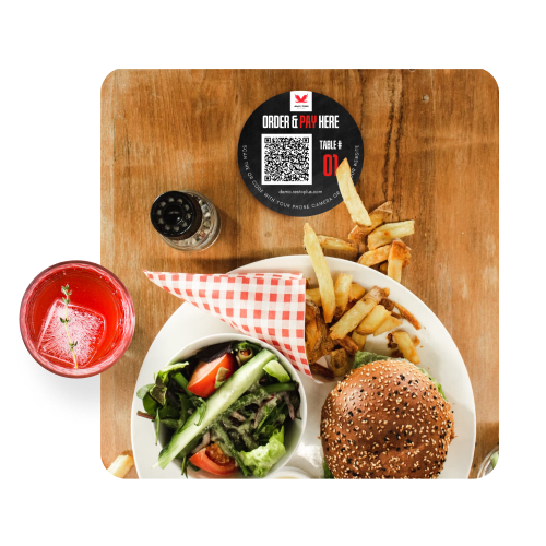 qr code table toppers with restaurant brand image